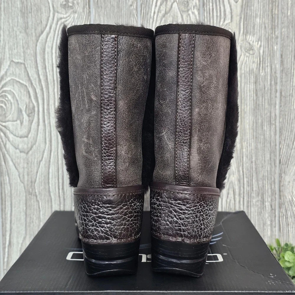 Dansko Finley Pebbled Shearling Winter Boots Chocolate Brown Sz 40 US 9.5-10 NIB